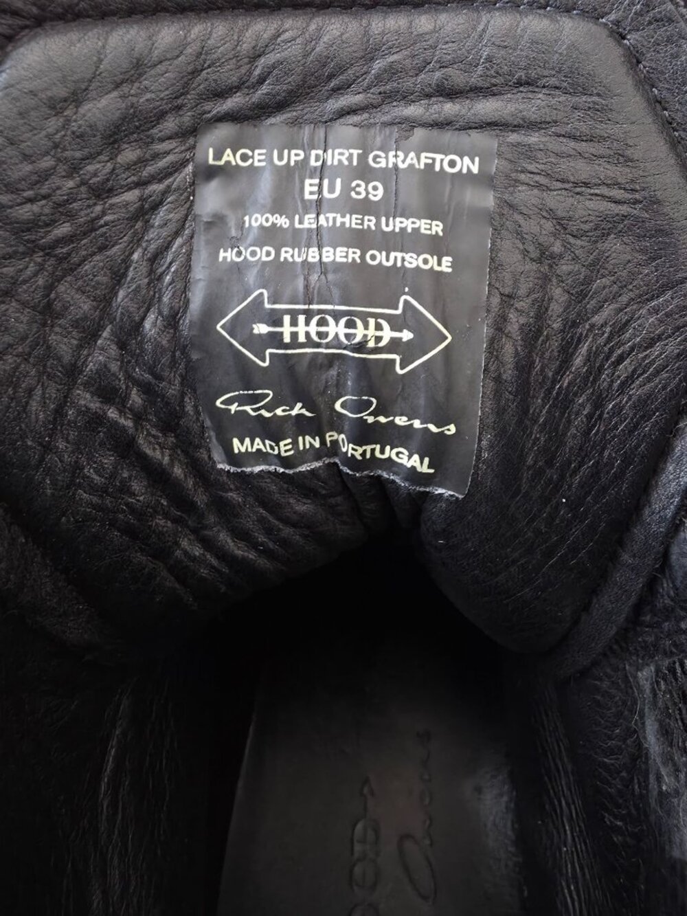 Rick Owens x Hood Rubber Co LACE UP DIRT GRAFTON Black Leather Boots Sz EU39/US6 - Picture 12 of 13
